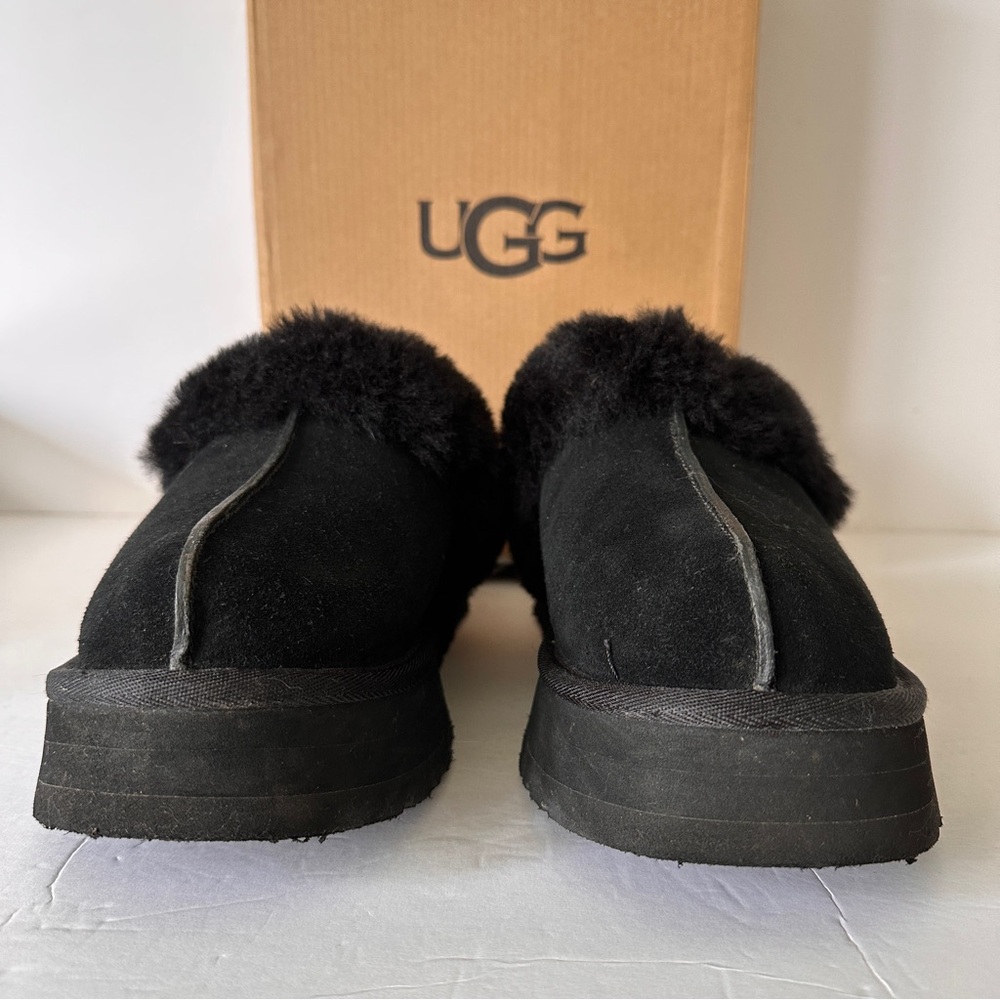 UGG Disquette Platform Slippers Sheepskin And Suede Women's Size 9 Black 1122550 - Picture 7 of 14